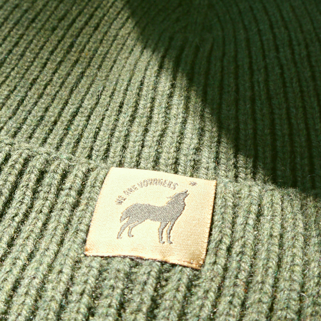 Bonnet en laine recyclée et fabriqué en France Vert fougère2
