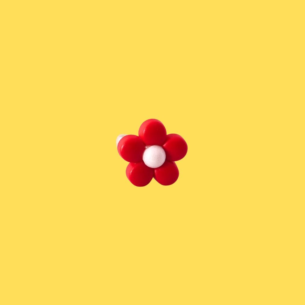 bague enfant fleur rouge blanche 2