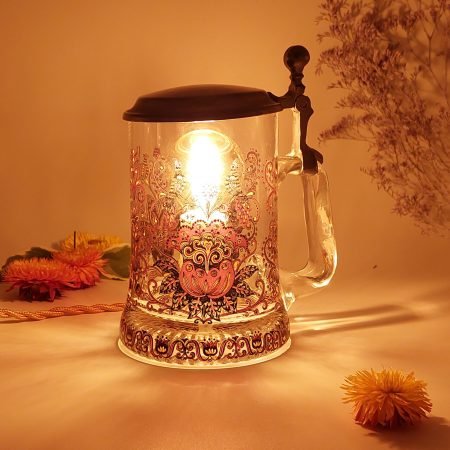Lampe grande chope alsacienne fleurs